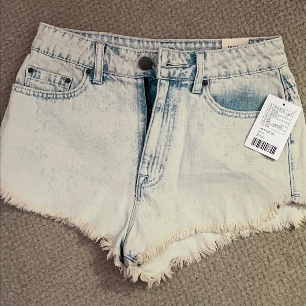 BDG light wash high waisted denim shorts